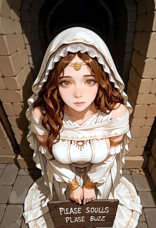 1girl, Solo, Wavy Hair, Brown Hair, Brown Eyes, Dark Souls -...
