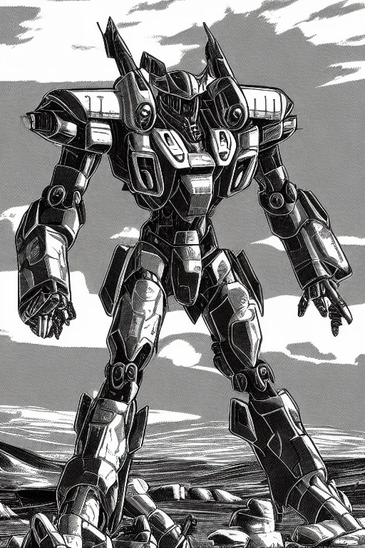 Pboldrifrpgstyle Mecha Robot On An Open Mesa Landscape