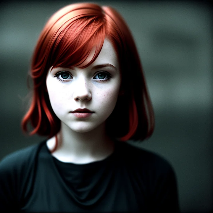 Redhead Girl,, Slate Atmosphere, Cinematic, Dimmed Colors, D...