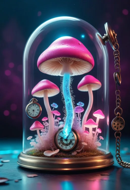 8k, Raw Digital Photo, A Mushroom Growing From An Antique Po...