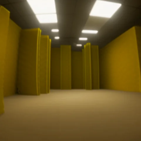 Scrbackrooms With The Trafic Cone — Stable Diffusion AI Prompt: scrbackrooms with the trafic cone
