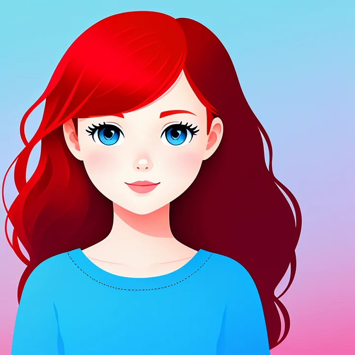 Redhead Girl,, Illustration, Cartoon, Soothing Tones, Calm C...