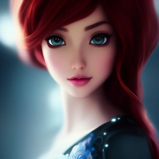 Portrait, Centered, Sexy Cute Brunette, Classic Disney Style...