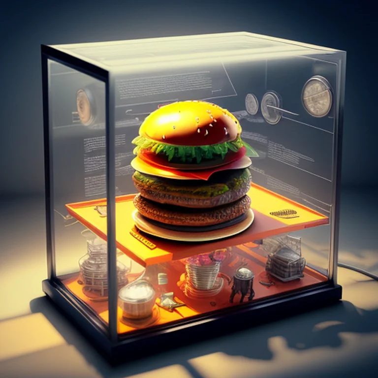 Knollingcase0.5, A Hamburger, Display Case, Labelled, Overla...
