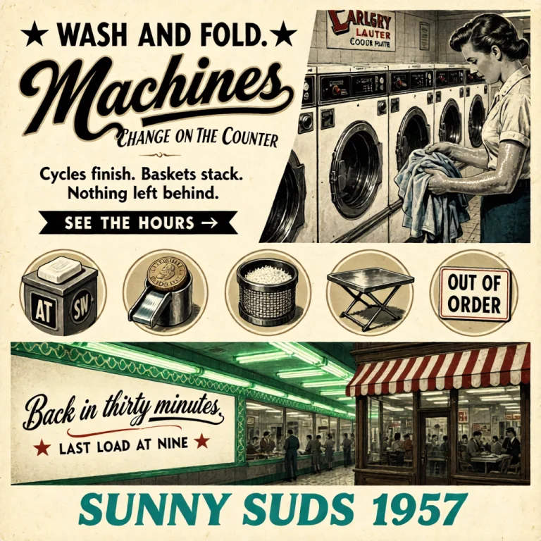 A Retro 1950s Mid-century Coin-laundry Flyer Homepage Hero...