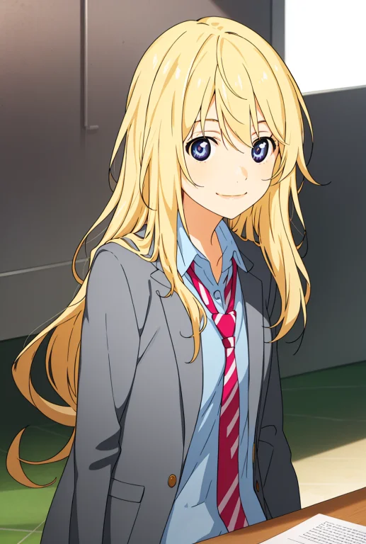 Kaori,sitting,1girl, Solo, Blondehair, Lookingatviewer,smile...