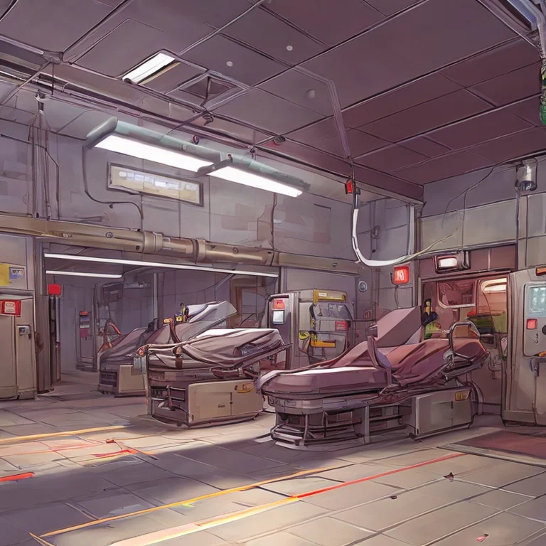 Inside A Hospital With Hospital Beds And Nurses And Doctors...