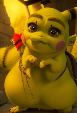 Shrek And Pikachu, Live Action Pikachu Movie, Humanoid, Yell... — Stable Diffusion AI Prompt: Shrek AND Pikachu, Live Action Pikachu Movie, humanoid, yellow skin, high qualit...