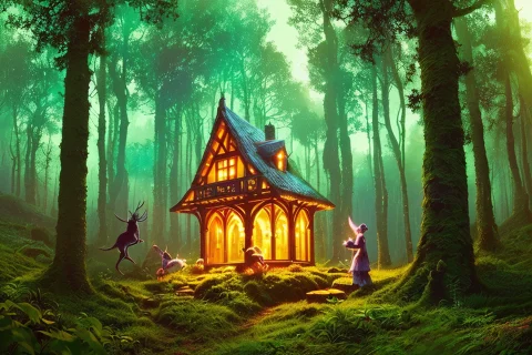 Photo Of A Magical Fairyland Hill By The Forest, By Blek Le... — Stable Diffusion AI Prompt: photo of a magical fairyland hill by the forest, by Blek Le Rat and Beeple ultra...