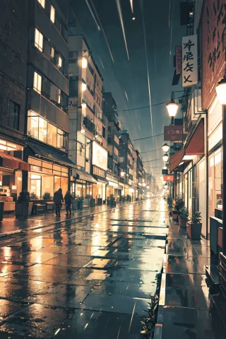 ,raining Night City Landscape — Stable Diffusion AI Prompt: ,raining night city landscape