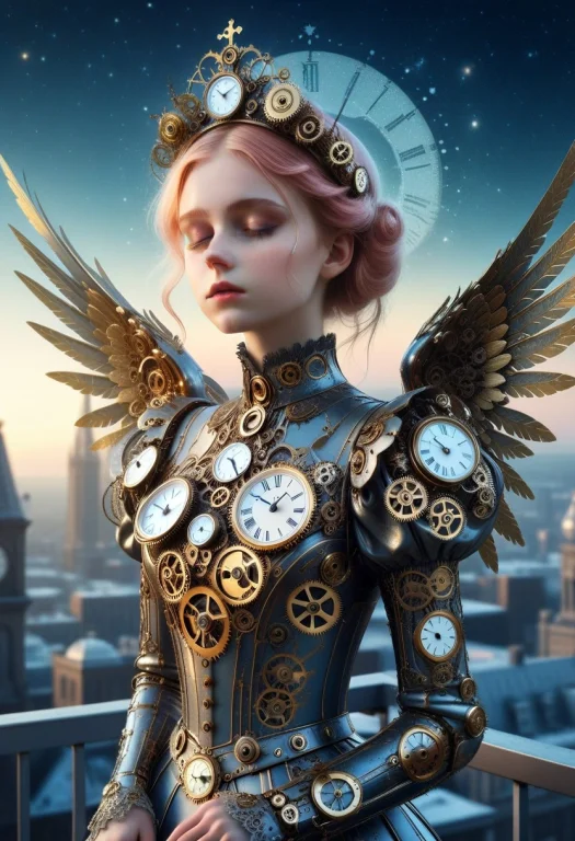8k, Raw Digital Photo, Cyberspace, Portrait, 1 Angel Girl, I...