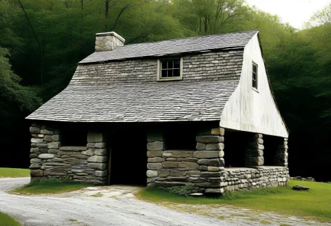 Faux Stone House Penn Dutch Arch.style, Andrew Wyeth Paintin... — SDXL AI Prompt: faux stone house Penn Dutch arch.style, Andrew Wyeth painting, saltbox primitive...