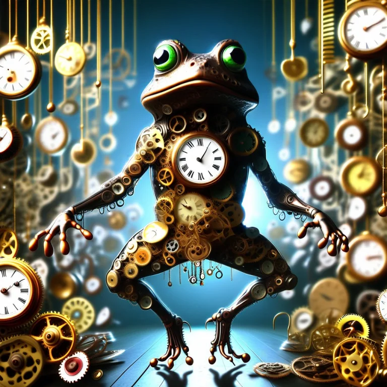 A Theatrical Victorian Clockwork Frog Conductor Leading An O...