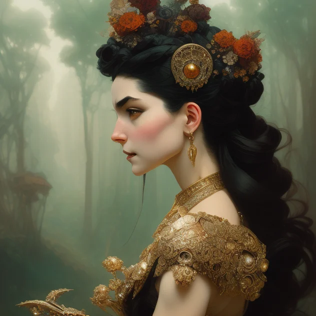Beautiful Woman, Skeleton Warrior, Gothic, Victorian Ornamen...