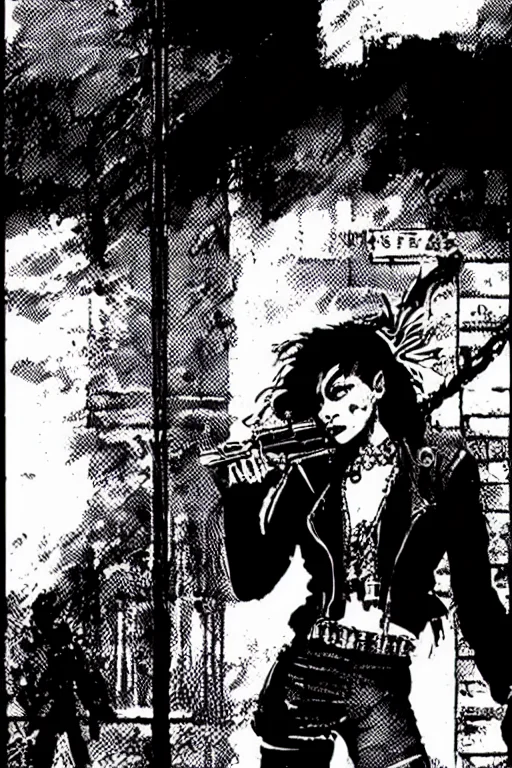 Theoldshadowrunstyles A Punk Woman, Standing Streetcorner. W...