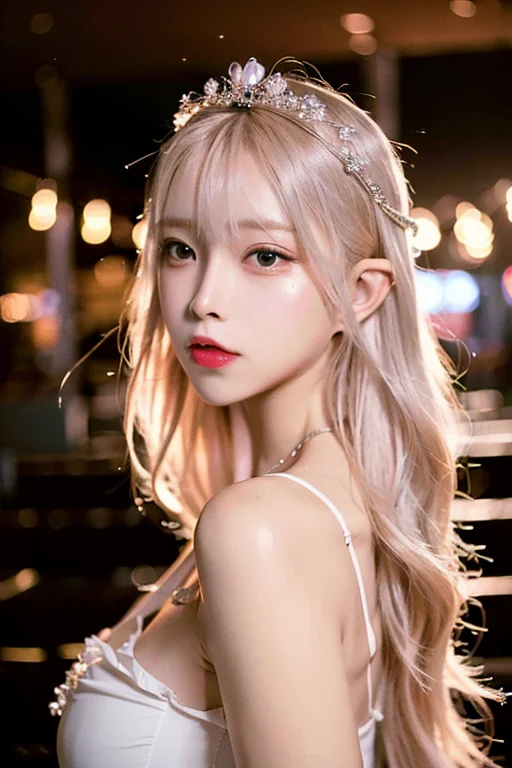 Female Elf, Enchanted, Long Hair, Flowery Crown, 8k, Raw Pho...