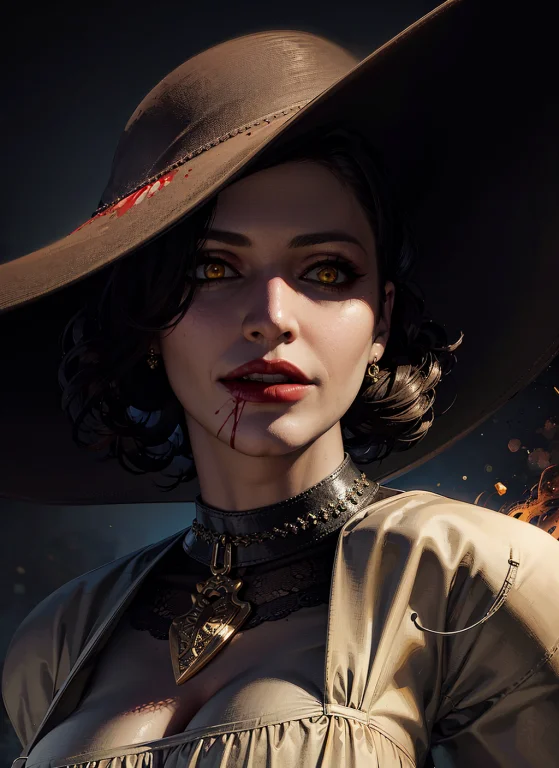 1girl, Portrait Of Re8dmtrsc, Glowing Eyes, Yellow Eyes, Whi...