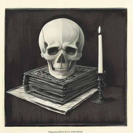 Portrait Of A Skull, Drawing, Detailed ,old Paper, Dark, Mon...