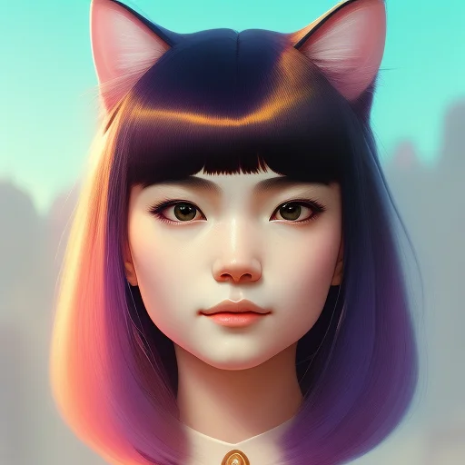 Cute Cat Girl, Soft Smooth Skin, Rainbowpatch, Highly Detail...