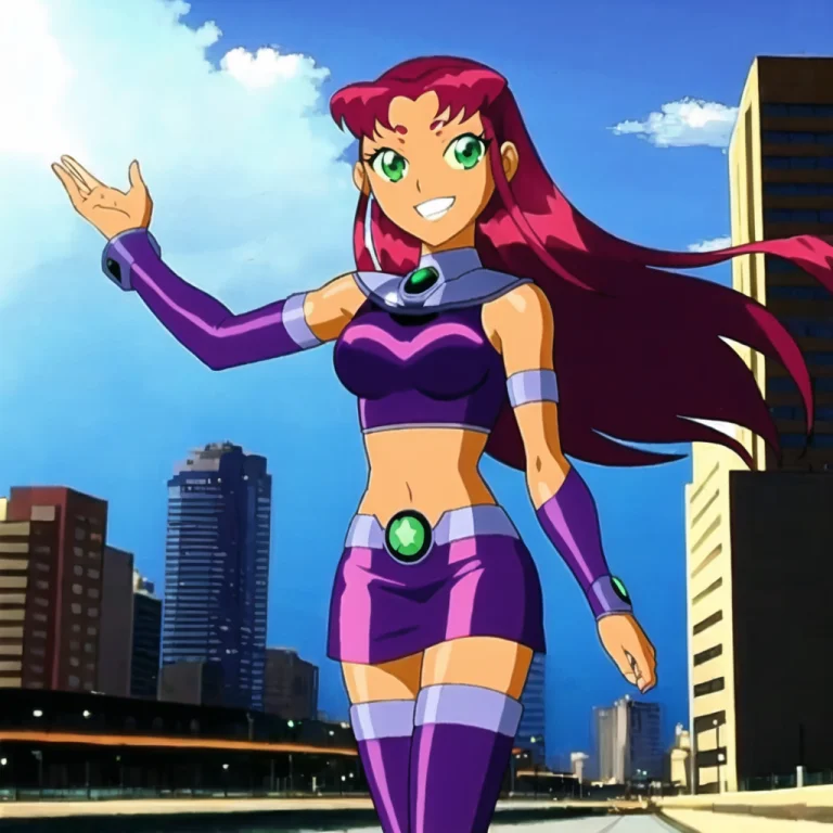Starfire, Anime, Masterpiece, Best Quality, Tan Skin, Smile,...