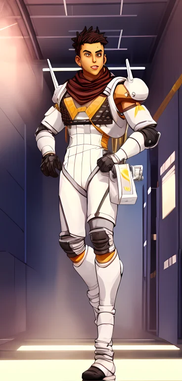 A Male Character Stand On The White Floor, Chemistry Factory...