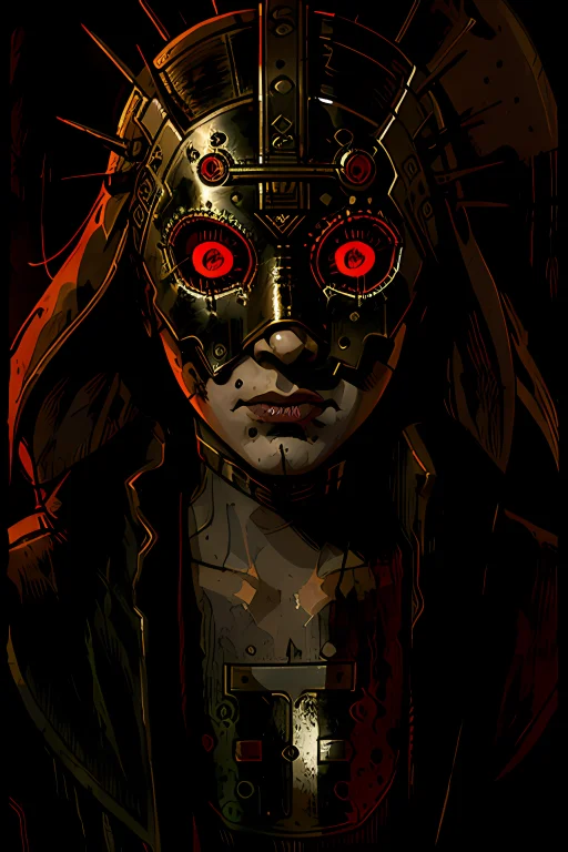 Portrait Of A Bloodied Serial Killer Wearing A Mask, Solo Lo...