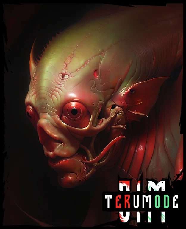 Art By Apterus1.2. Close Up  Fish  Zombie  Fish Open Mouth...