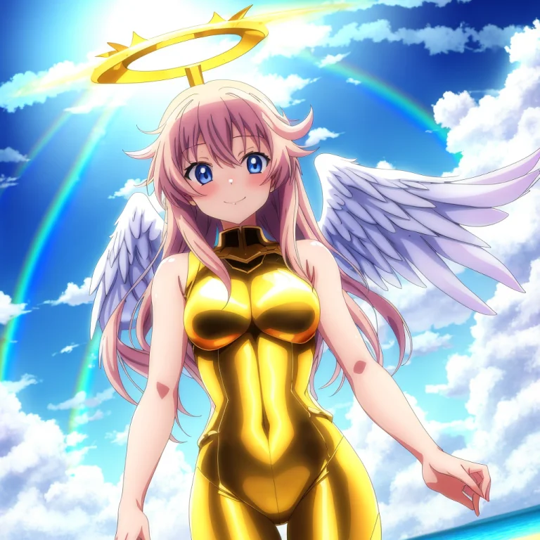 1girl, Anime, Angel, In The Sky, Cloud, Sunlight, Star, Ligh...