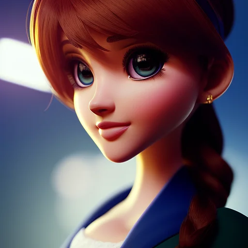 Portrait, Centered, Sexy Cute Brunette, Tdst Style, 3d, 3d A...