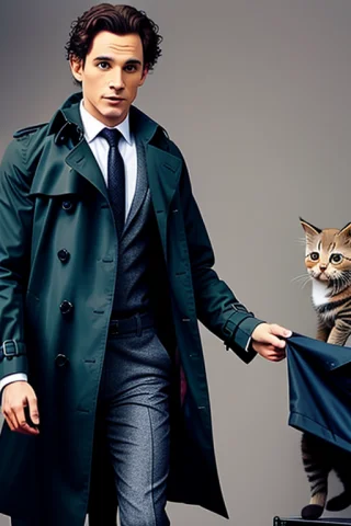 A Man Opening His Trench Coat To Reveal Stolen Kittens He Is... — Stable Diffusion AI Prompt: a man opening his trench coat to reveal stolen kittens he is trying to sell lini...