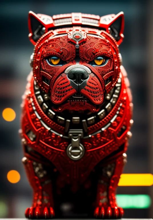 A Brutal Bulldog Made Out Of Metal, Cyborg, Cyberpunk Style,...