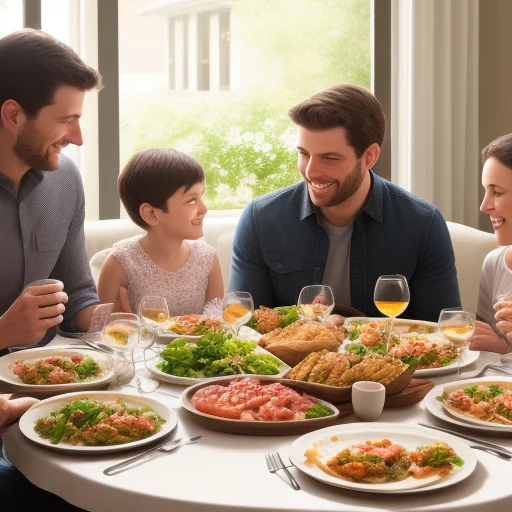 Uberrealistic, Detailed, Soft Photo, Family Dinner