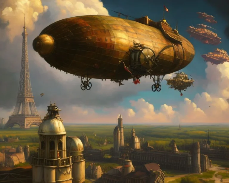 A Retro Future Steampunk Airship By Laxpeintv2, 1 Airship Fl...