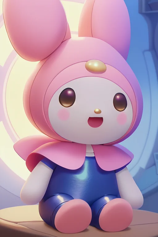 Portrait Of A Girl Holding A Plush Toy Of Mymelody, Digital...
