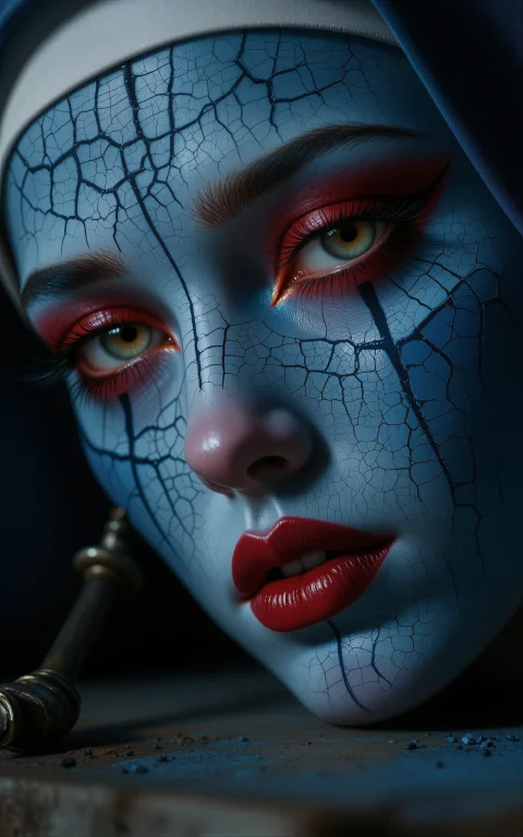 A Striking Close-up Of An Artistic Face, Potentially A Doll...