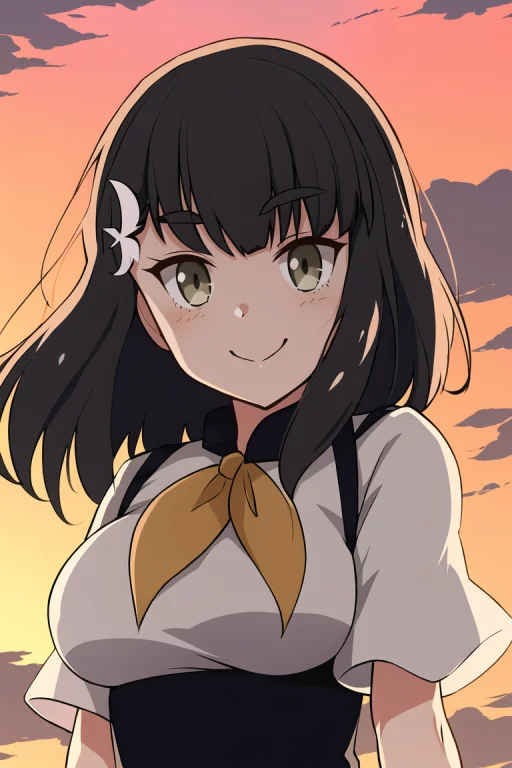Hajime, 1girl, School Uniform, Rooftop, School, Sunset, Shor...