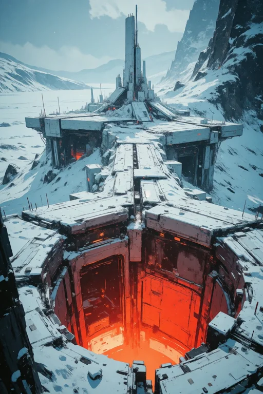 Nature, A Vertical Digital Painting Of A Futuristic, Angular...