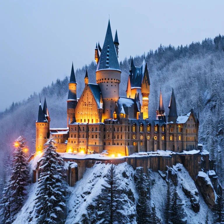 Raw Photo Of Hogwarts Castle On A Hill Above The Forbidden F...