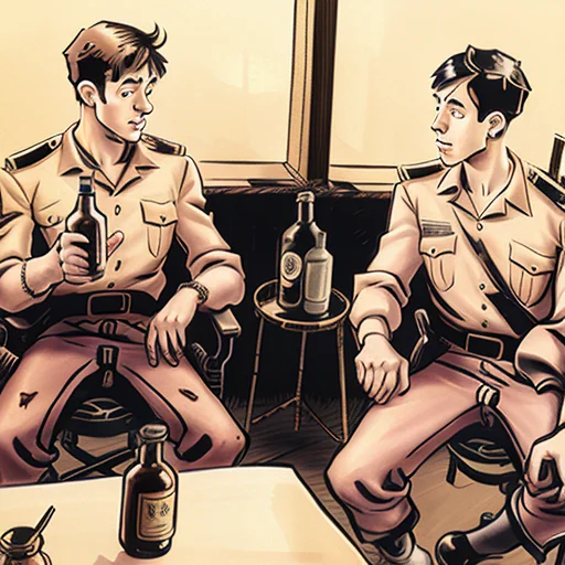 A Cartoon Picture Of Two French Foreign Legion Soldiers Men...
