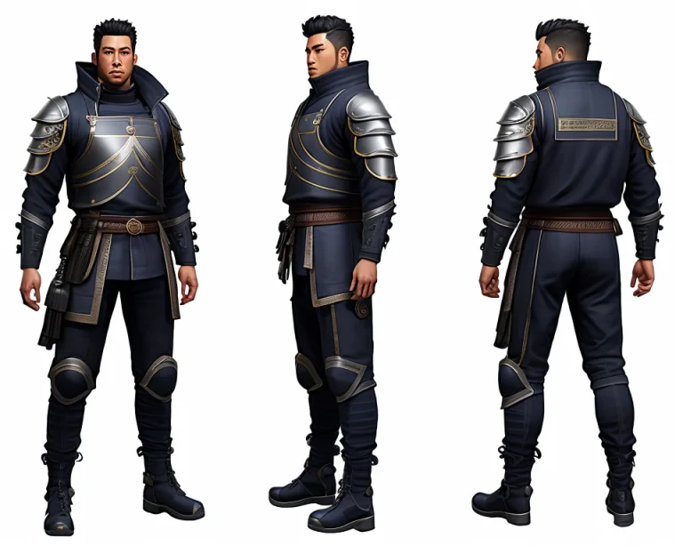 Highly Detailed Full Body Of Character Turnaround Of A Cyber...