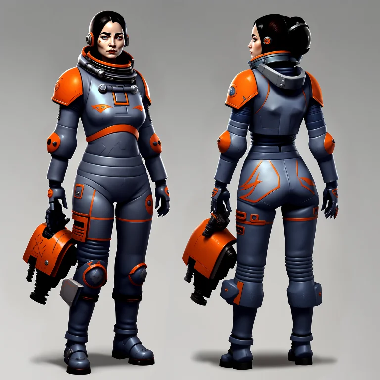 Back View Of Photo Of A Stylized Female Astronaut, Wearing F...