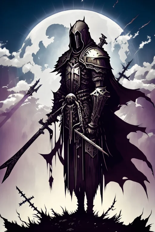 1boy, Knight, Death Knight, Armor, Crosses, Broken Lines, Fu...