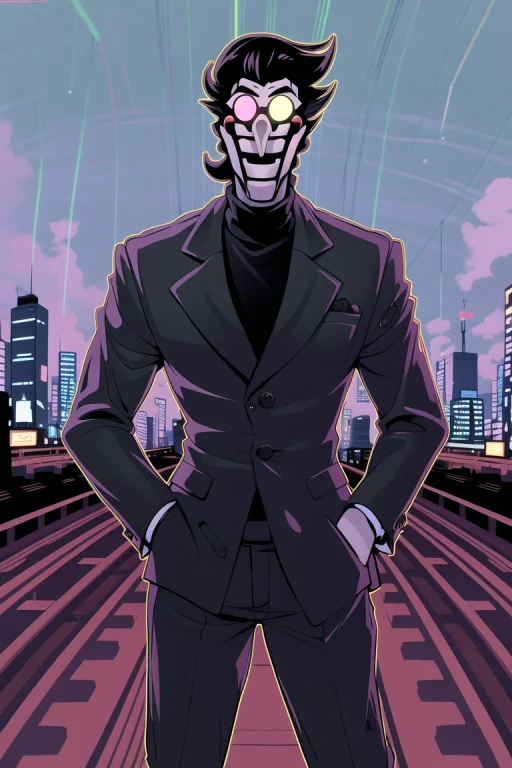 1boy, Spamton, Detailedshading, Realism, Blackturtleneck, Bl...