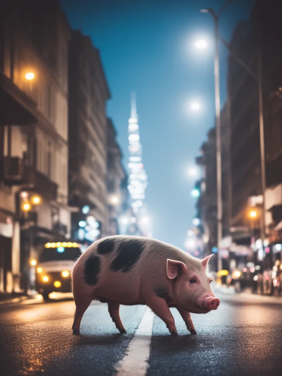 Realistic Photoshot Of Pig, Reach, Successfull, Gorgeous Str...