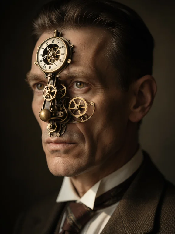 2. Conceptual Steampunk Portrait, Head-and-shoulders Of A 38...