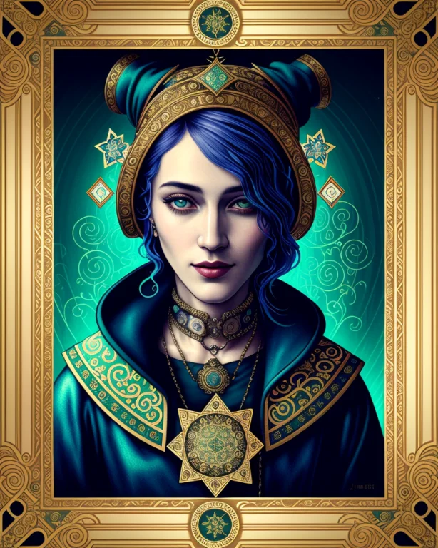 Tarot Card With Intricate Detailed Frame Around The Outside...