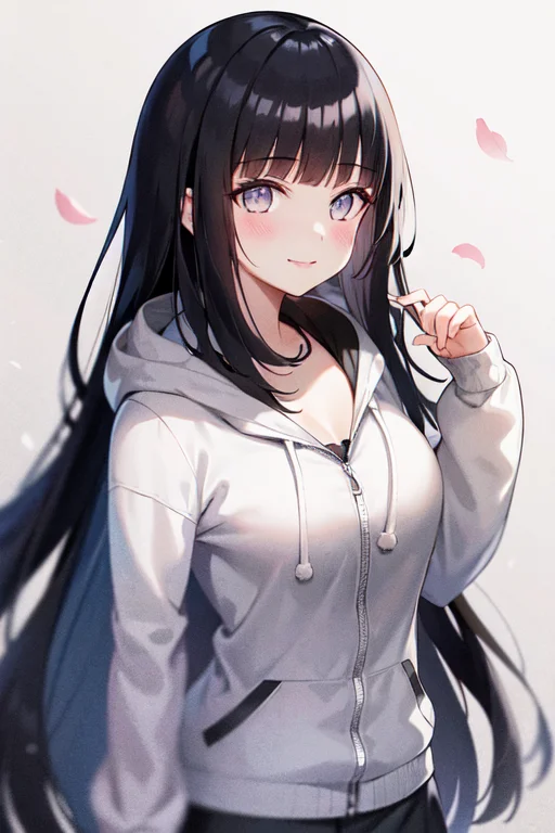 Hinata, 1girl, Bangs, Blackhair, Bluntbangs, Greyeyes, Greys...