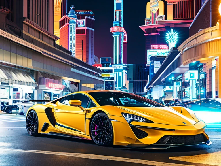 A Portrait Of A Supercar In Las Vegas City Street, Inkpunkhe...