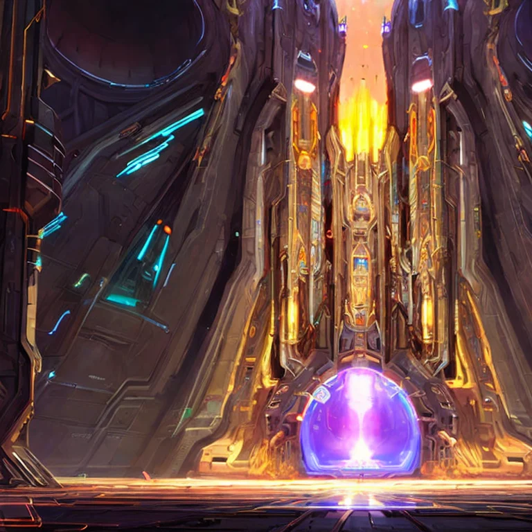 A Scifi Futuristic Cathedral With Digital Displays Protoss B...
