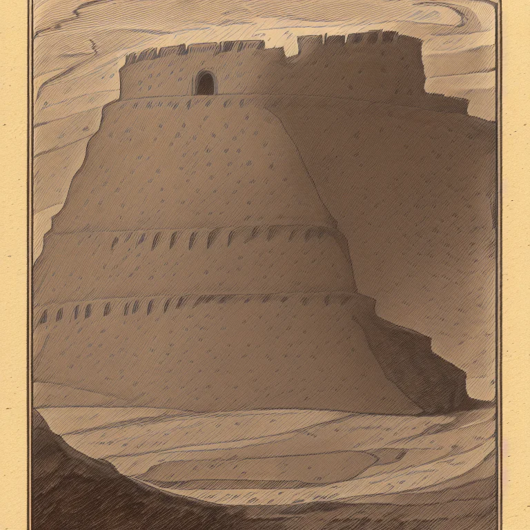 Sd15journalsketch A Towering Citadel With A Gate On The Edge...